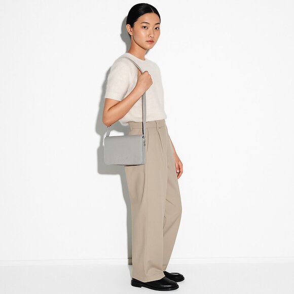 Leather Grey Crossbody Shoulder Bag – Sling Messenger Bag for Work, Daily Use - Picture 2 of 10